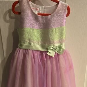 Jessica Ann White and Pink Embellished Ruffled Sundress